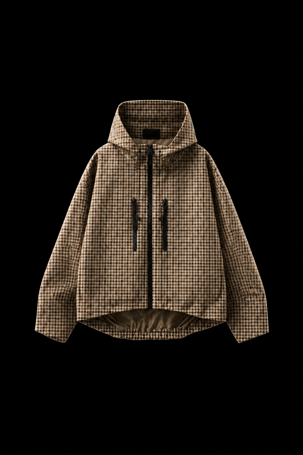 Chaqueta Impermeable Cuadros Crema
