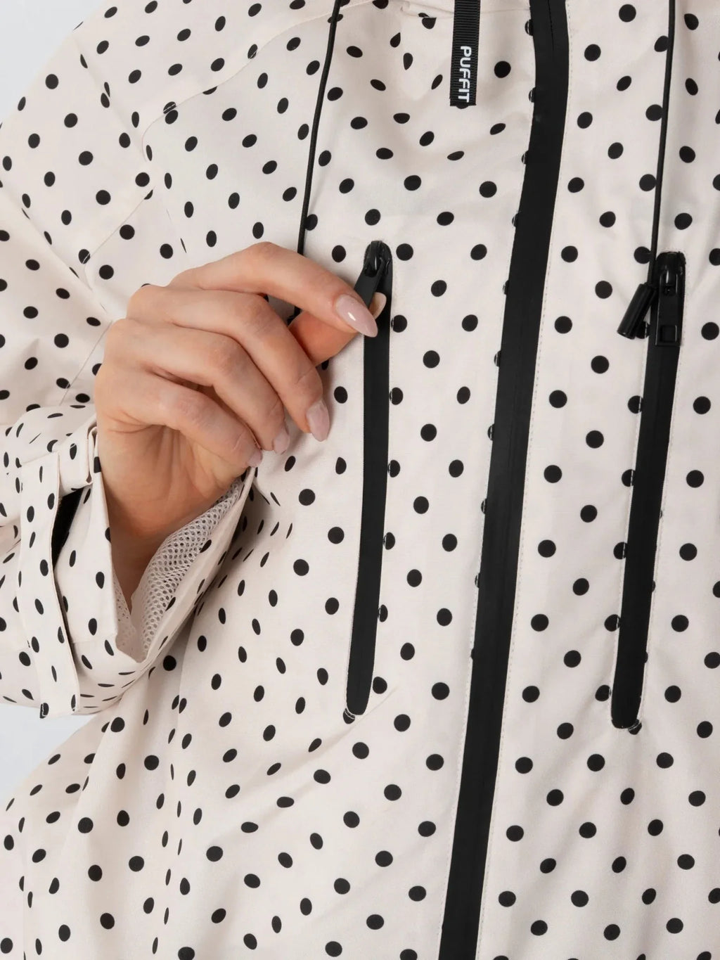 Chaqueta Impermeable Lunares Blanco