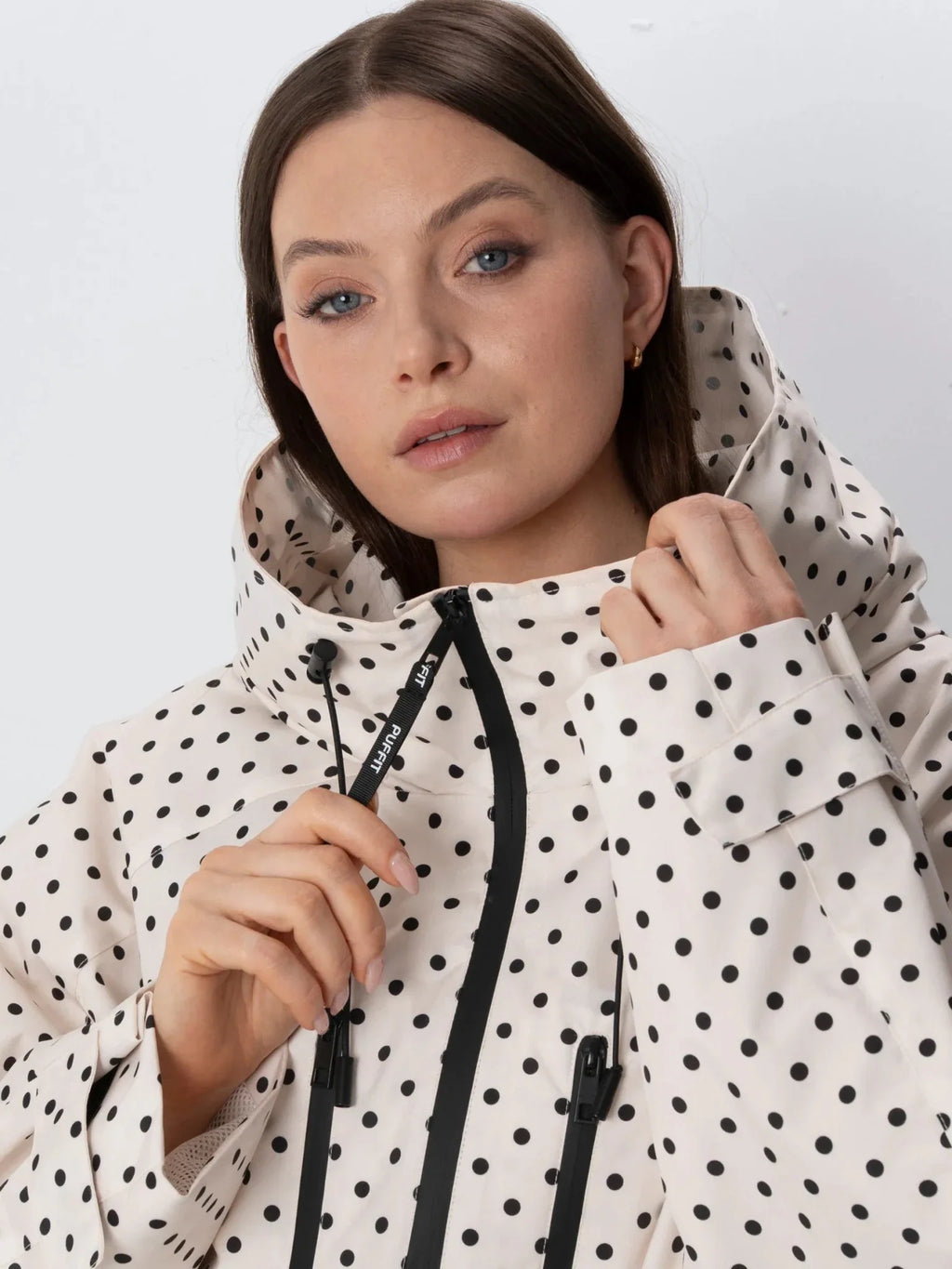 Chaqueta Impermeable Lunares Blanco