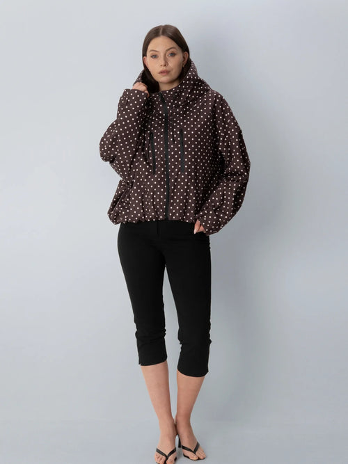 Chaqueta Impermeable Lunares Marrón