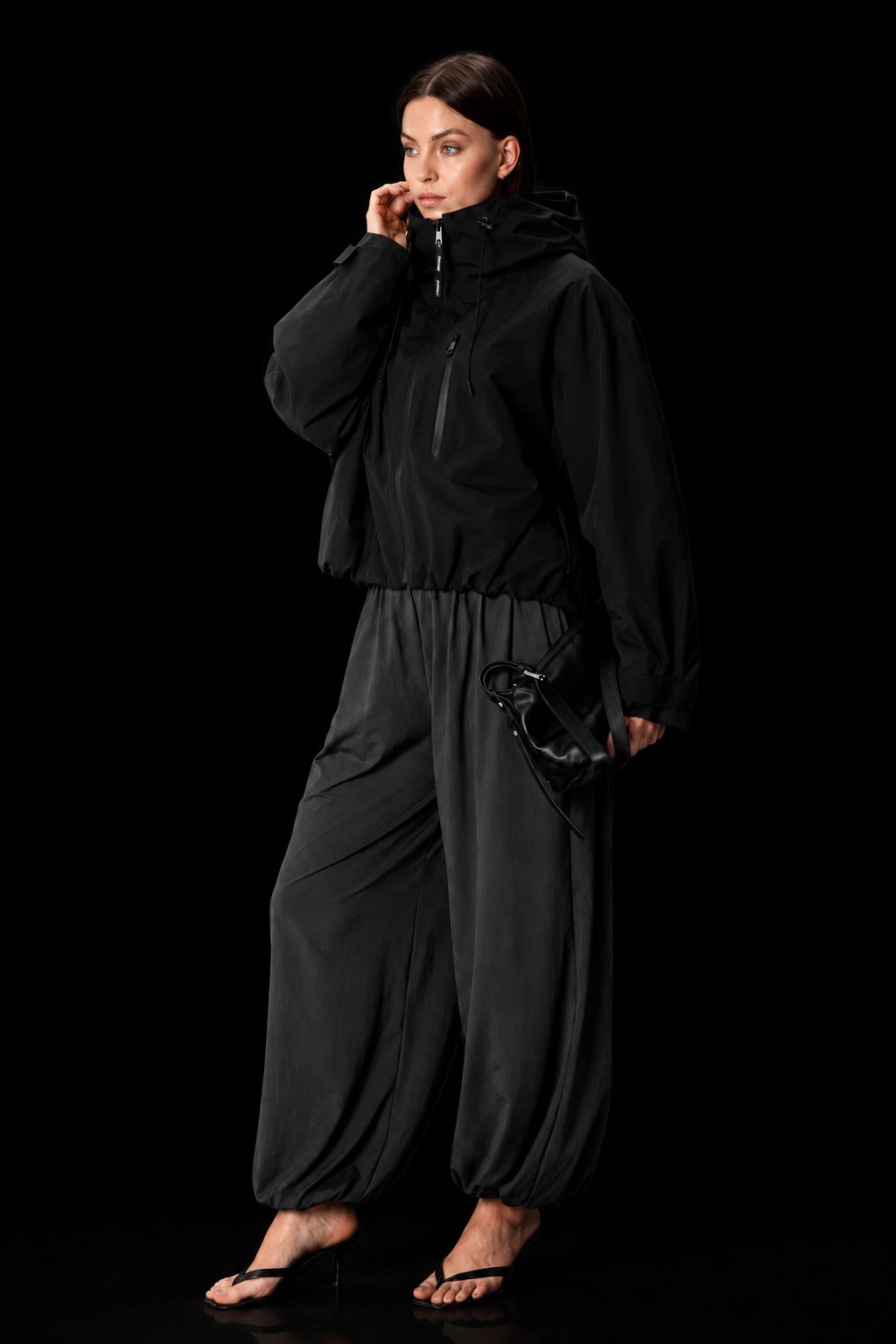 Chaqueta Impermeable Lisa Negro